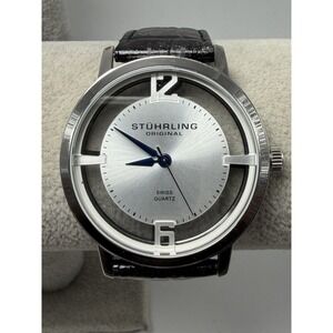 Stuhrling Original UNN-G2 New Battery Mens Watch 40MM 8" Leather Band